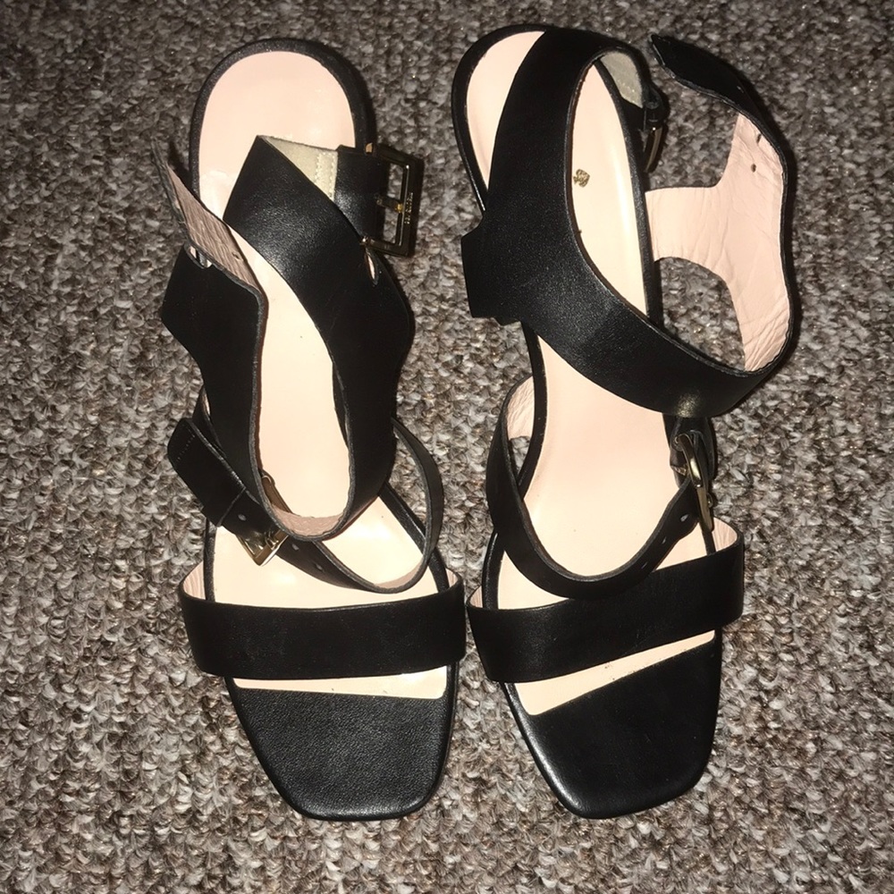 Kate Spade Black Leather Stiletto Heel Sandals